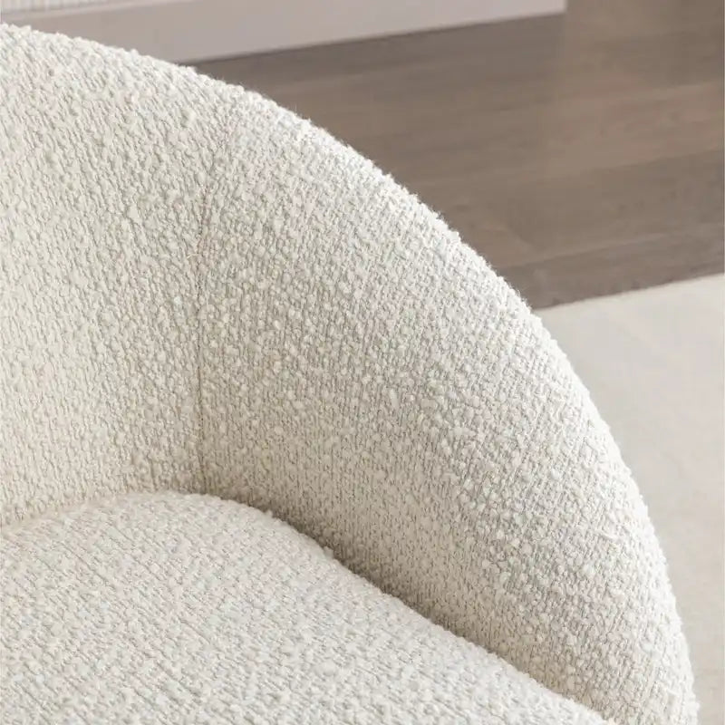 Boucle Swivel Barrel Accent Chair With 360 Degree Rotation