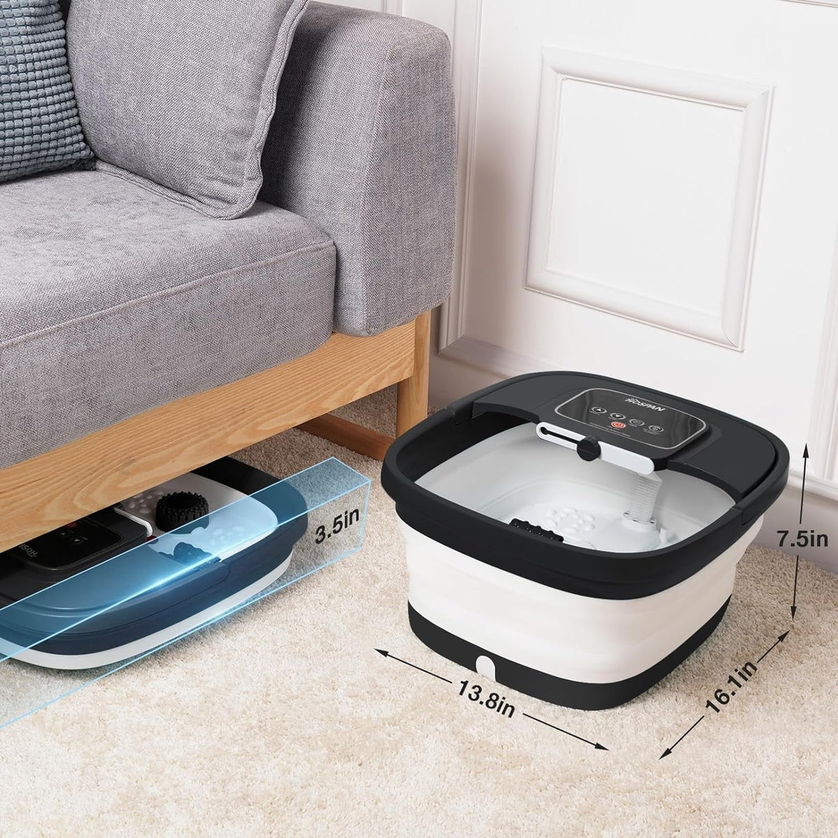 YOZIHAYL Collapsible Foot Spa With Heat, Bubbles, Red Light, Temperature Control And 8 Shiatsu Massage Rollers - 3.0