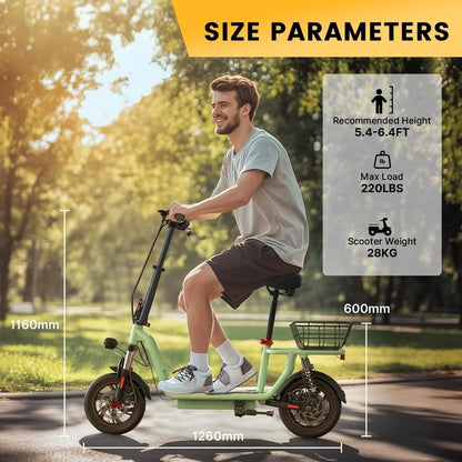 iScooter Electric Scooter With Seat, 500W, 21 Miles, 15.6 mph - i12