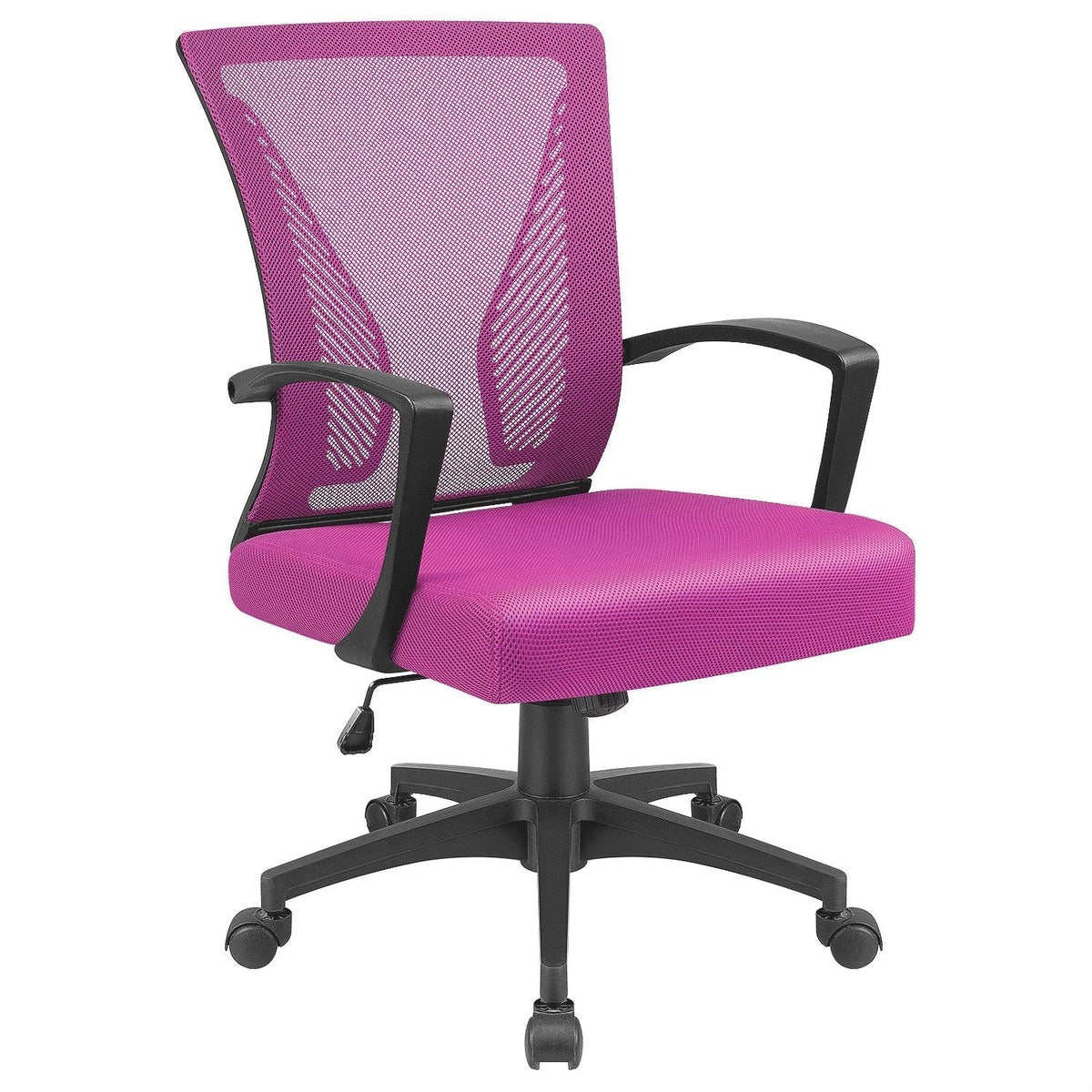 Ergonomic Mesh Mid-Back Office Chair With Adjustable Lumbar Support, 300 lbs Capacity