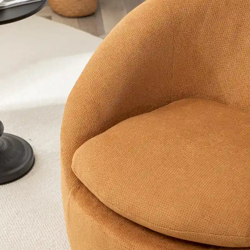 Boucle Swivel Barrel Accent Chair With 360 Degree Rotation
