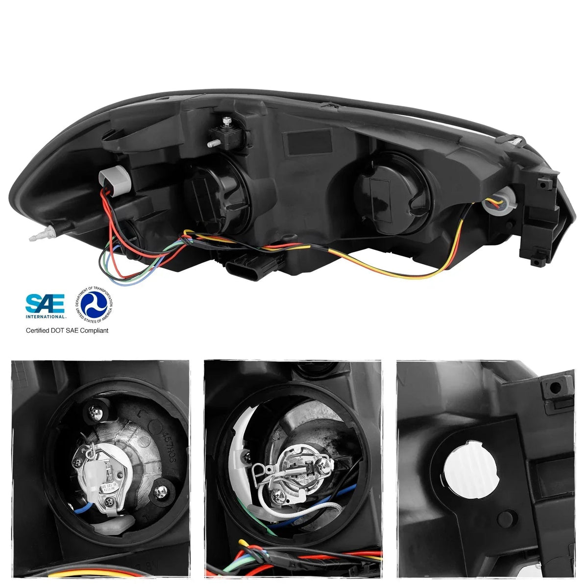 AKKON Projector Headlamps And LED Tail Lamps for 06-13 Impala and 14-16 Impala Limited - Black