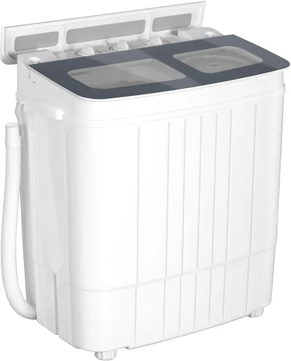 Portable Twin Tub Washing Machine With Spin Dryer, 14.5 lbs, Gray/Blue