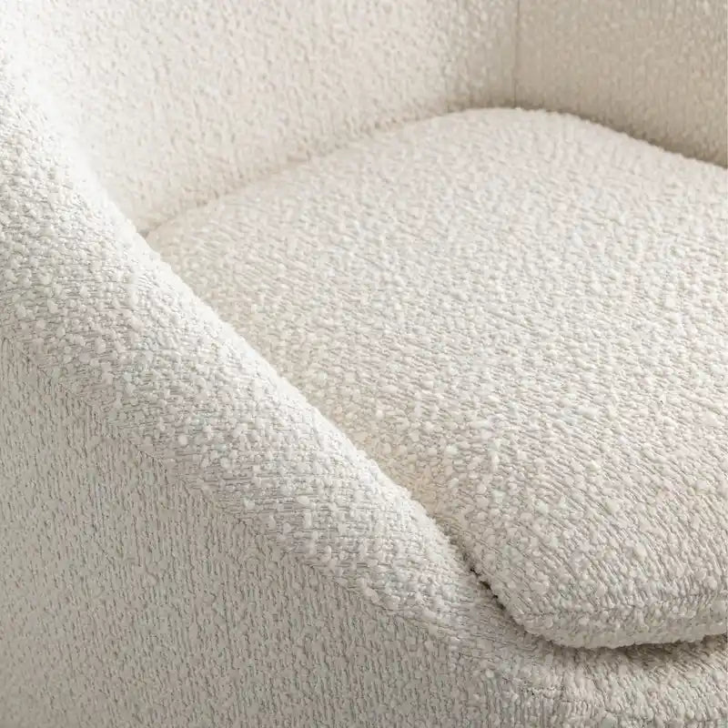 Boucle Swivel Barrel Accent Chair With 360 Degree Rotation