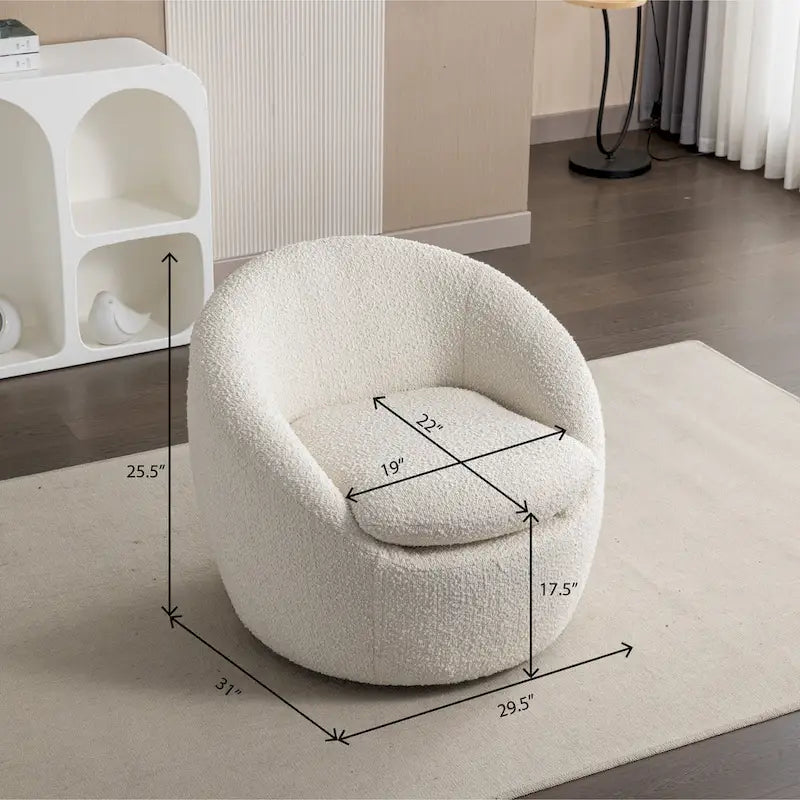 Boucle Swivel Barrel Accent Chair With 360 Degree Rotation