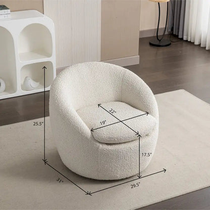 Boucle Swivel Barrel Accent Chair With 360 Degree Rotation