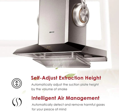 FOTILE Wall Mount Range Hood, 36 in. 1100 CFM, 2 LED Lights, Stainless Steel - Perimeter Vent Series