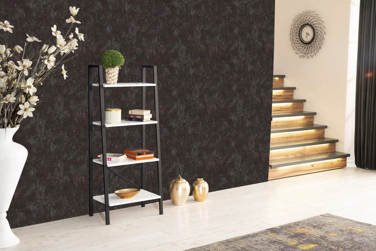 GeeHome Leon 5 Tier Modern Ladder Bookshelf With Metal Frame - White