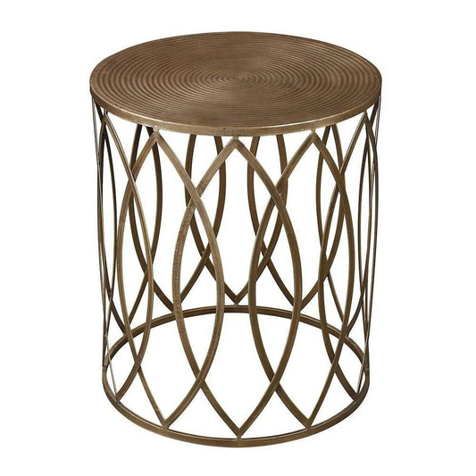 Bailey Street Home Metal Round Side Table, Champagne Antique And Gold, 17 Inches W X 20 Inches H