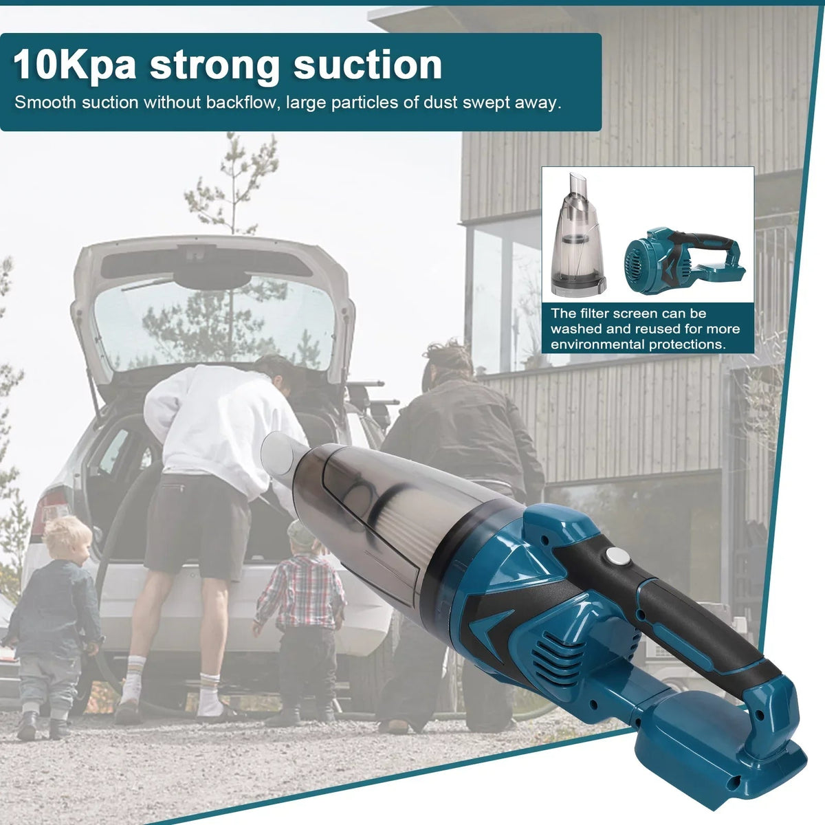 Pinnaco Cordless Car And Home Vacuum Cleaner 10KPa