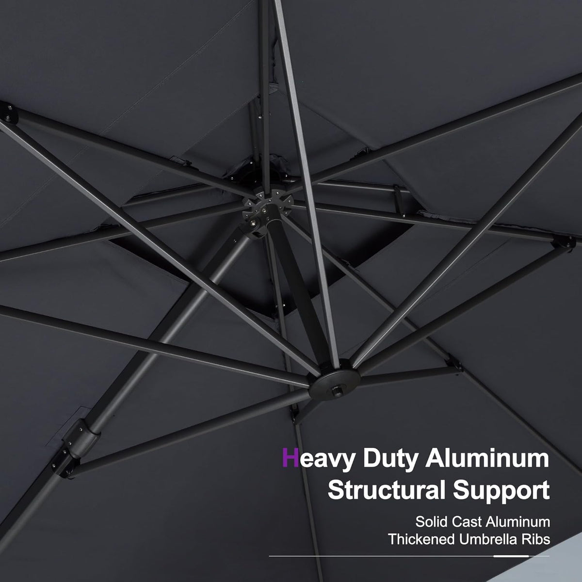 PURPLE LEAF Cantilever Patio Umbrella 10' X 13' Grey