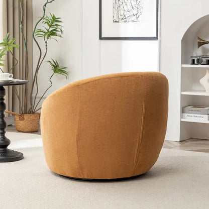 Boucle Swivel Barrel Accent Chair With 360 Degree Rotation
