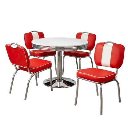 Simple Living 5-Piece Dining Set With Round Table And 4 Chairs - Raleigh Retro