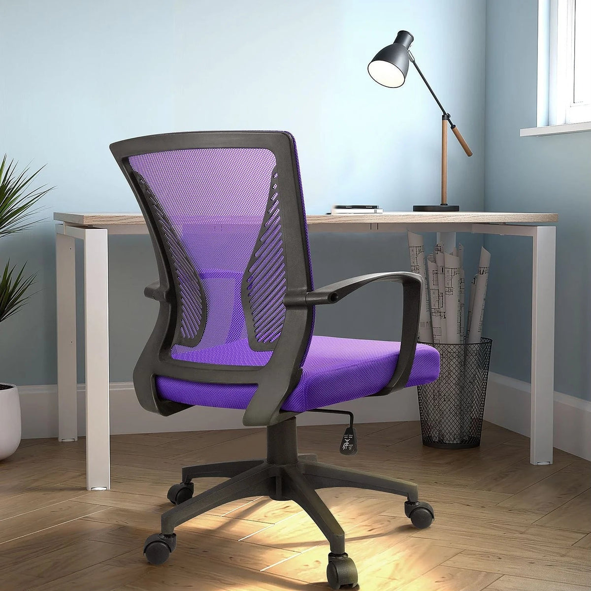 Ergonomic Mesh Mid-Back Office Chair With Adjustable Lumbar Support, 300 lbs Capacity