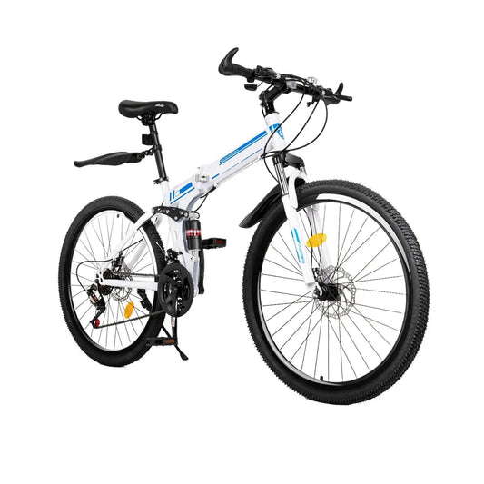 Wuzstar 26 inch Folding Mountain Bike, 21-Speed, Dual Disc Brake