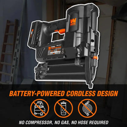 WEN 20V Max Cordless 18-Gauge Brad Nailer With 2.0Ah Battery And Charger - 100 Nail Capacity