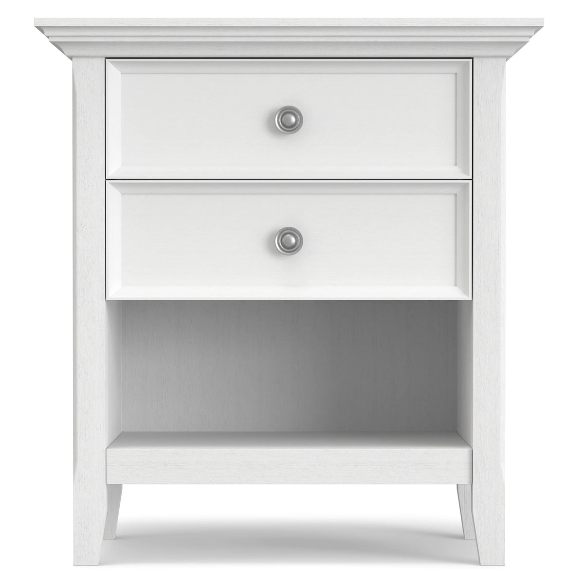 Solid Wood Nightstand With 2 Drawers And Open Shelf, 16 in D x 24 in W x 26 in H