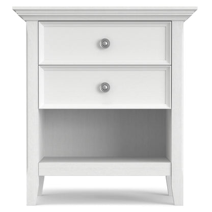 Solid Wood Nightstand With 2 Drawers And Open Shelf, 16 in D x 24 in W x 26 in H