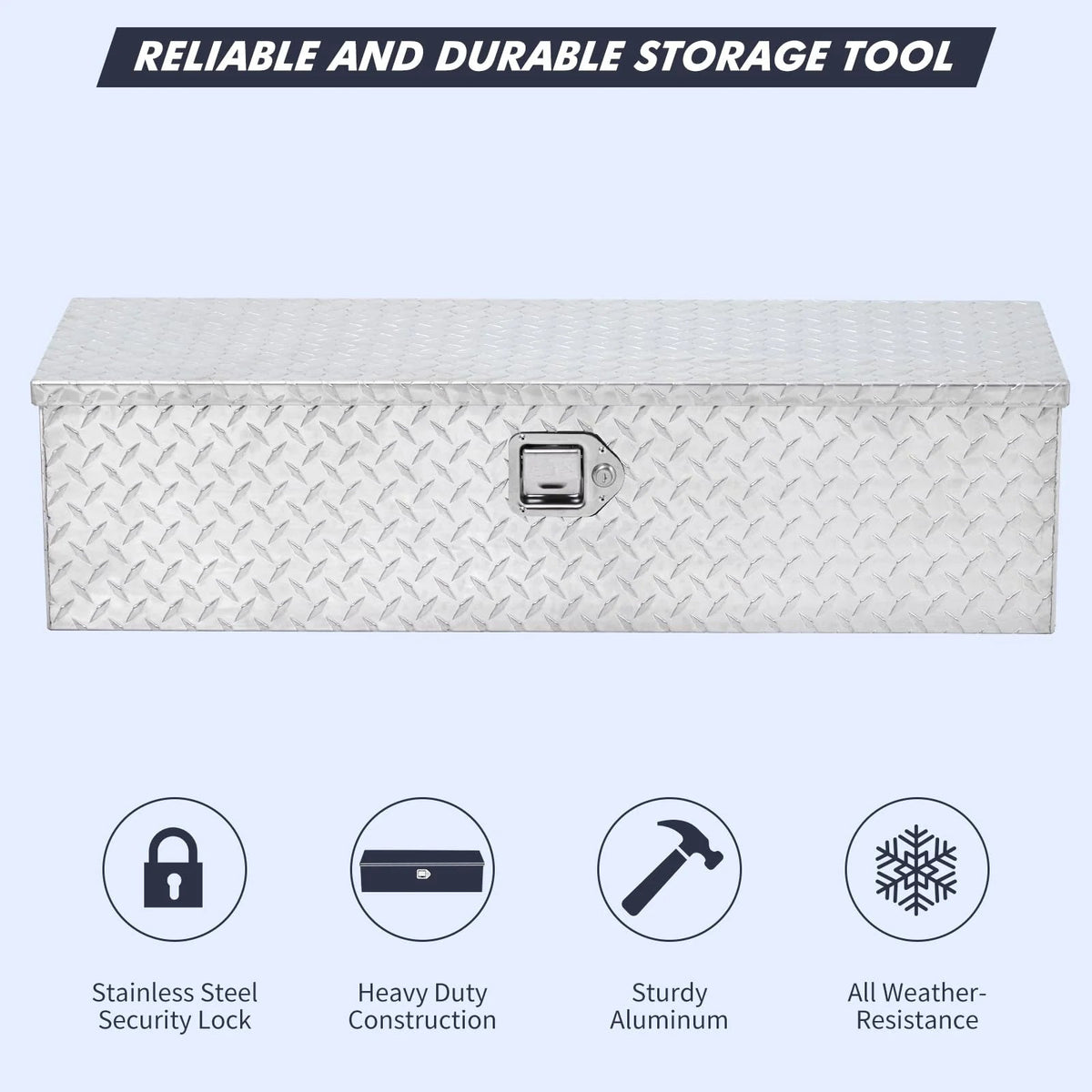48 Inch Aluminum Diamond Plate Truck Bed Tool Box With Shelf - Silver