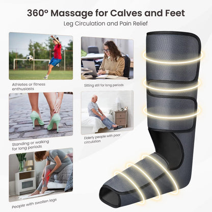 PureHeal Air Compression Foot And Leg Massager, Black - 5 Modes, 5 Intensities
