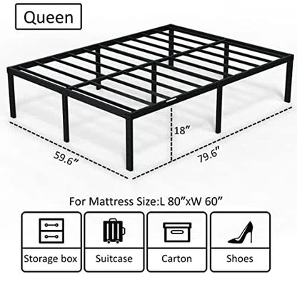 EMODA Queen 18 Inch Heavy Duty Metal Platform Bed Frame - No Box Spring Needed