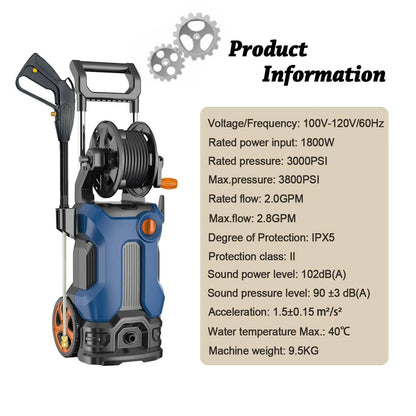Electric Cold Water Pressure Washer 3800 PSI 2.8 GPM