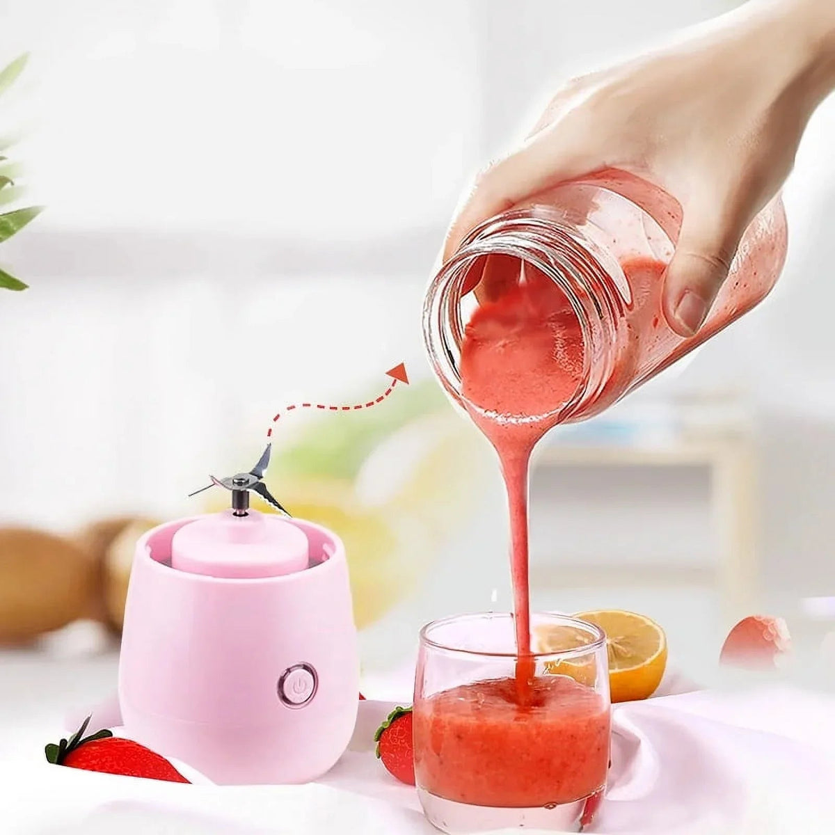 Portable Smoothie Fruit Blender Juicer With Glass - 1 Cup