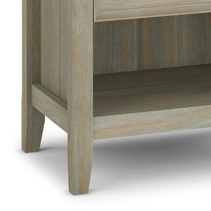 Solid Wood Nightstand With 2 Drawers And Open Shelf, 16 in D x 24 in W x 26 in H