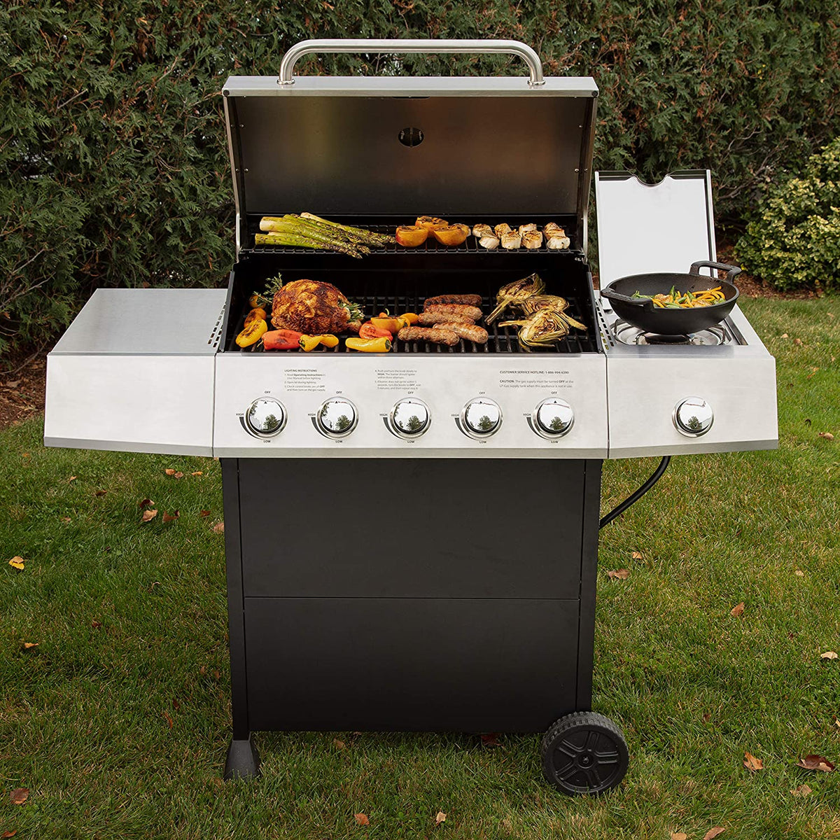 Cuisinart Five Burner Propane Gas Grill With Side Burner - CGG-8500