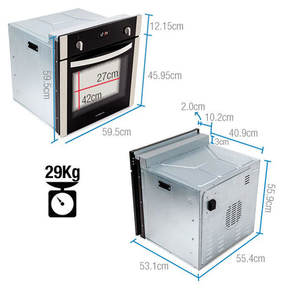 EuroChef Built-In Electric Wall Oven 60cm 70L 8 Function Fan Forced Stainless - OE708B