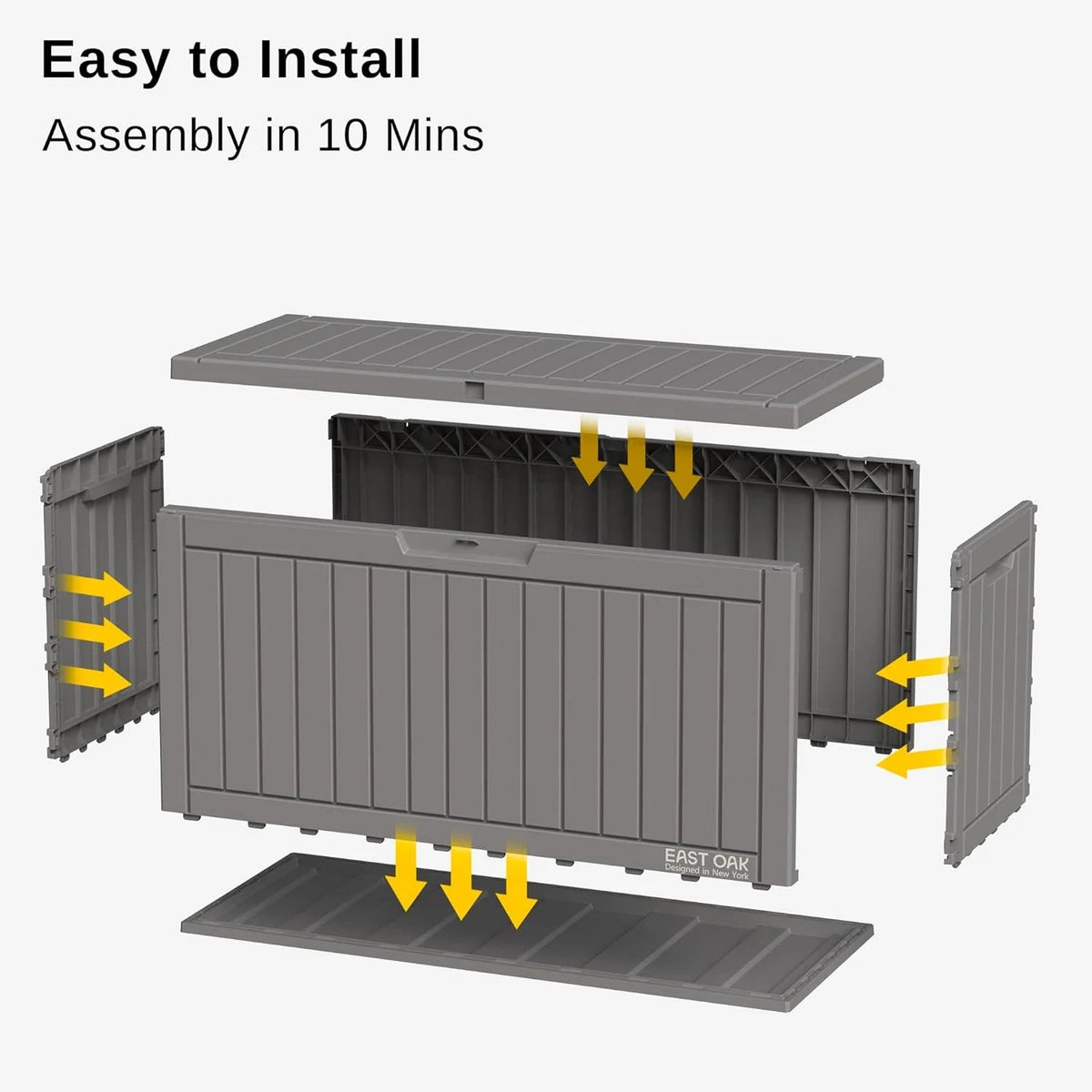 EAST OAK 230 Gallon Resin Deck Box, Grey - DB23005