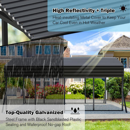 MUCHANT Heavy-Duty Carport, 12' x 20', Galvanized Steel Roof