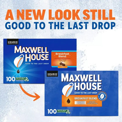 Maxwell House Breakfast Blend Light Roast Coffee Pods, 100 K-Cups