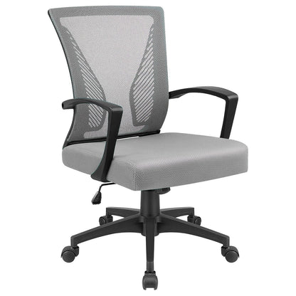 Ergonomic Mesh Mid-Back Office Chair With Adjustable Lumbar Support, 300 lbs Capacity
