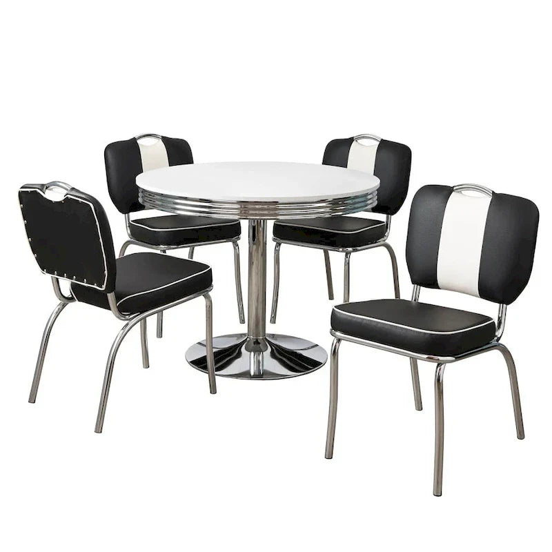 Simple Living 5-Piece Dining Set With Round Table And 4 Chairs - Raleigh Retro