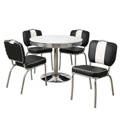 Simple Living 5-Piece Dining Set With Round Table And 4 Chairs - Raleigh Retro