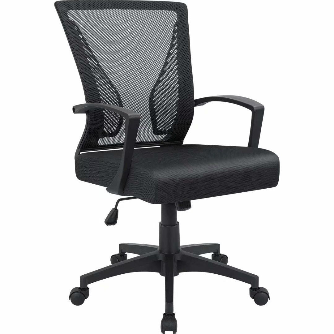 Ergonomic Mesh Mid-Back Office Chair With Adjustable Lumbar Support, 300 lbs Capacity