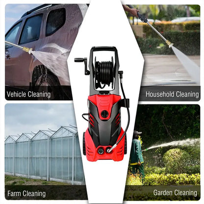 3000 PSI Electric High Pressure Washer, 2 GPM, 2000W, Red And Black - Deck Patio Cleaner