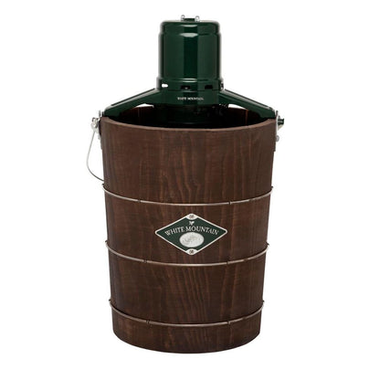 6-Quart Electric Ice Cream Maker With White Pine Bucket, Green And Brown
