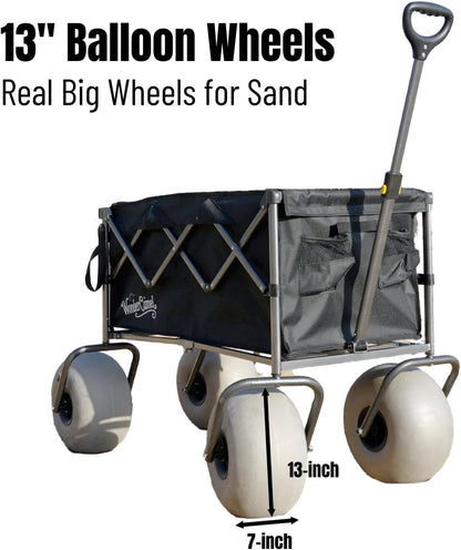 WONDERCAMEL Collapsible All-Terrain Beach Wagon With 13in Balloon Wheels, 185L, 46in D x 28.98in W x 46in H