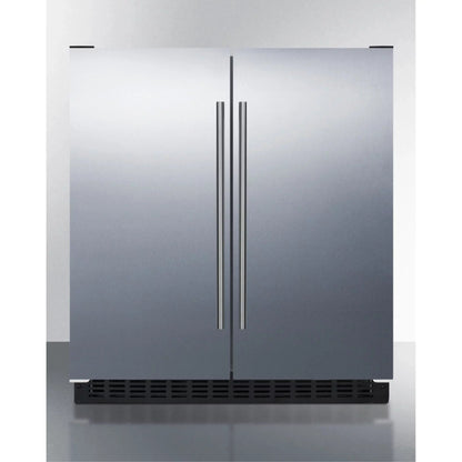 30" Wide Undercounter Frost-Free Side-by-Side Refrigerator-Freezer, Stainless Steel With Locks And Digital Controls