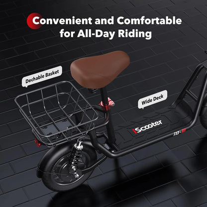 iScooter Electric Scooter With Seat, 500W, 21 Miles, 15.6 mph - i12