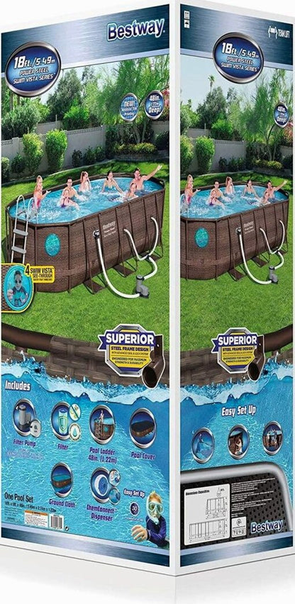 Bestway Power Steel Above-Ground Pool Set, 18-foot x 9-foot x 48-inch