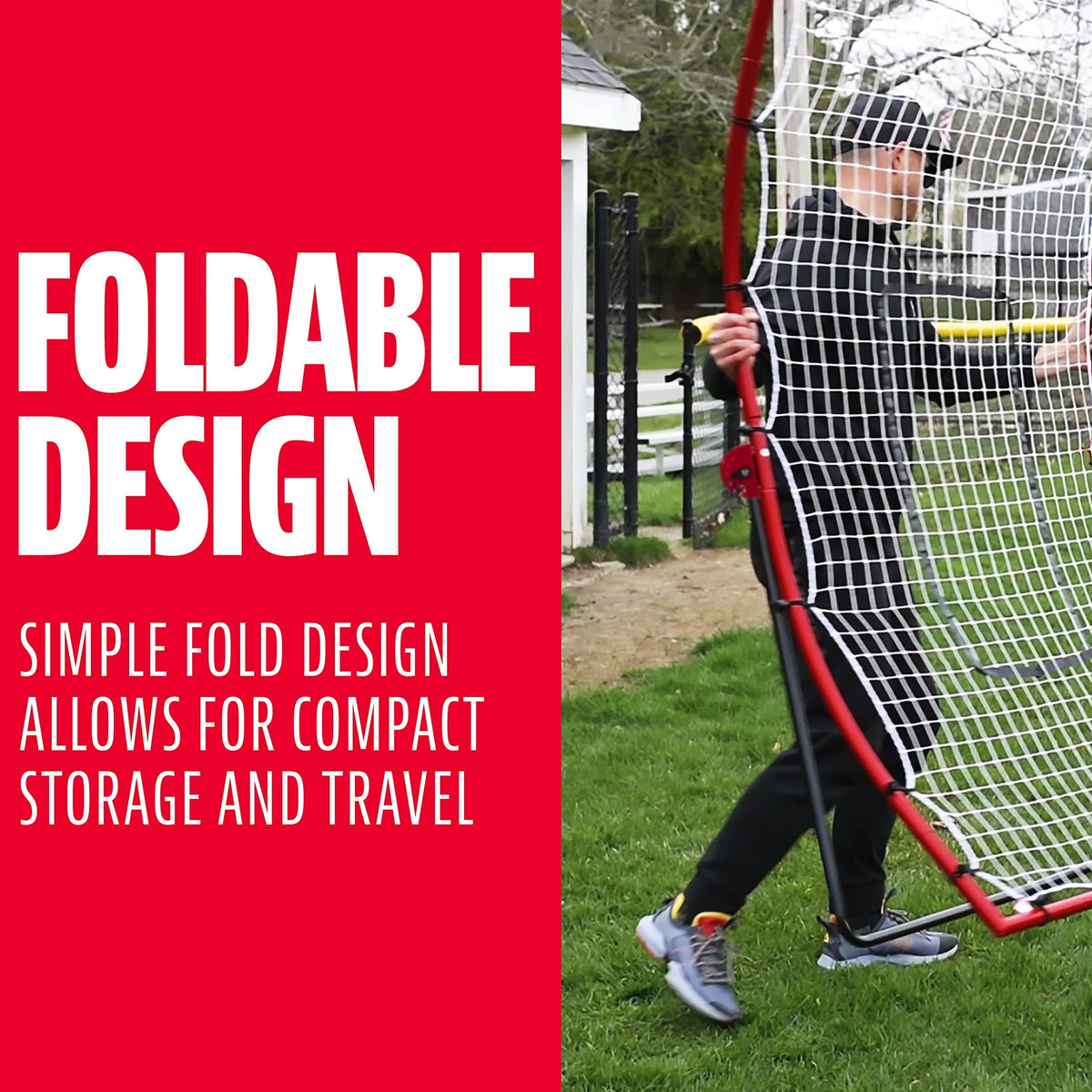 Baseball Rebounder And Pitchback Trainer Net, 65in W x 44in H, 1in Steel Frame