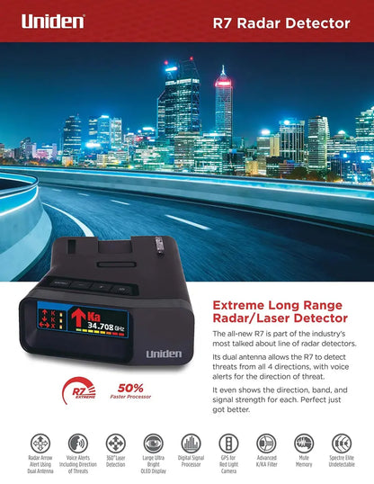 Uniden Extreme Long Range Laser/Radar Detector With 360 Degree Detection And GPS Alerts