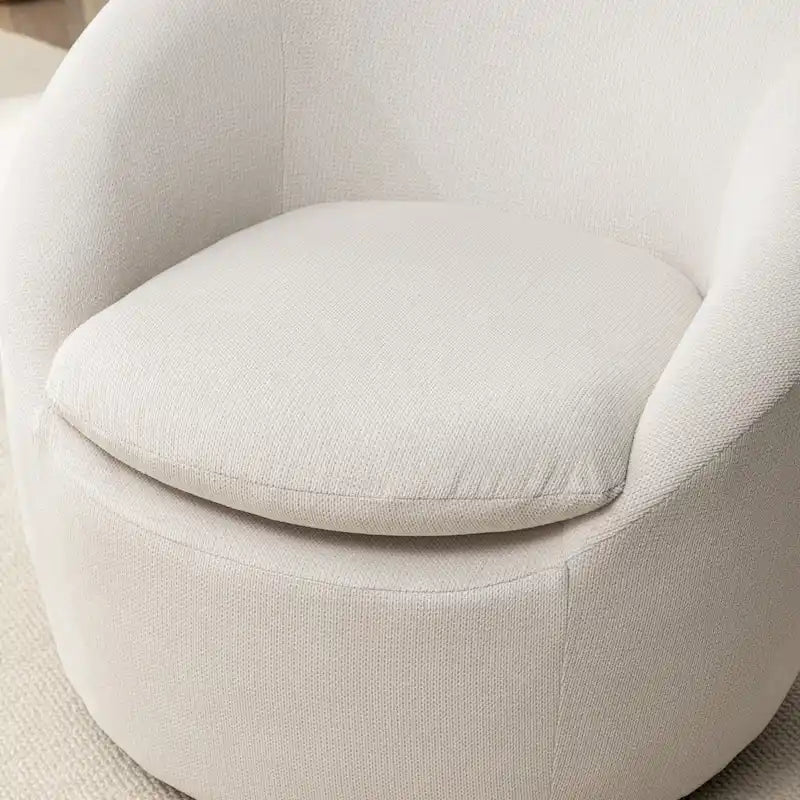 Boucle Swivel Barrel Accent Chair With 360 Degree Rotation