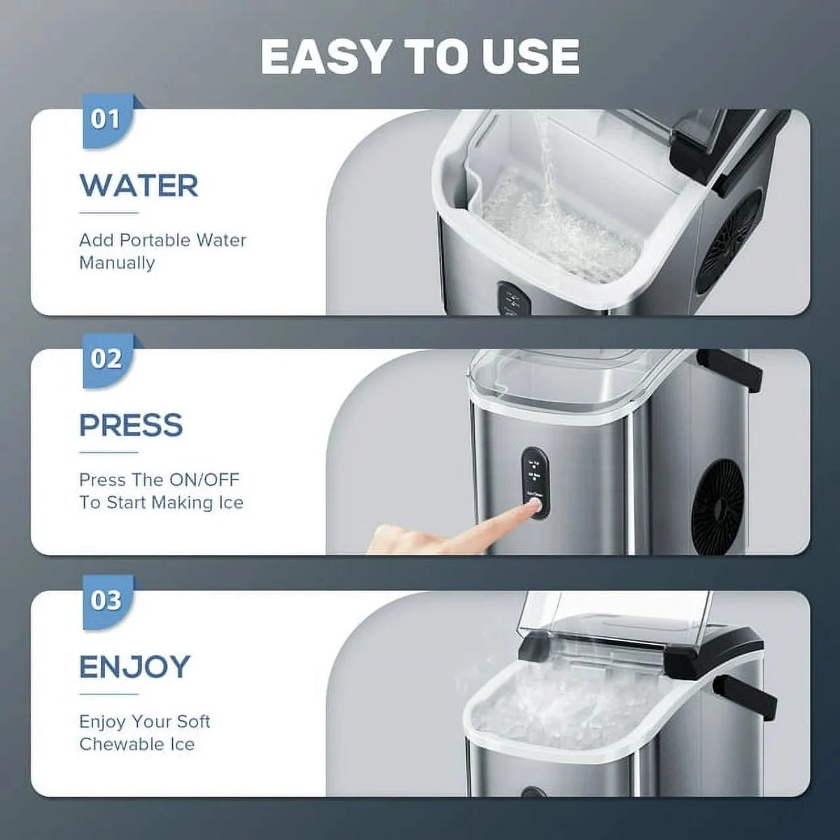 Auseo Countertop Nugget Ice Maker, 35 Lbs Each Day
