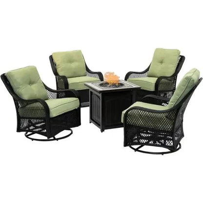 5-Piece Steel Patio Fire Pit Seating Set With Swivel Gliders - Orleans Collection