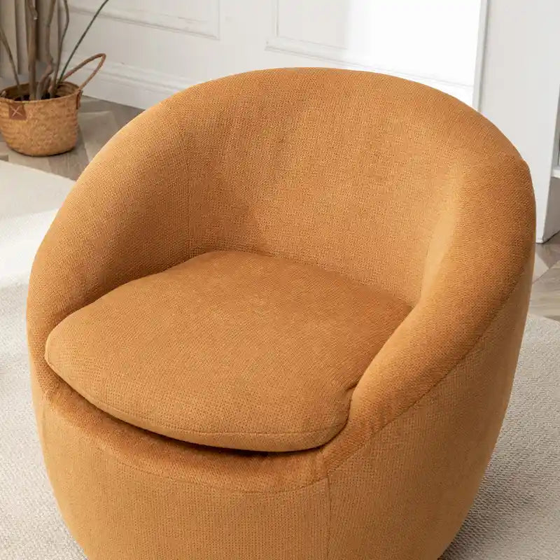 Boucle Swivel Barrel Accent Chair With 360 Degree Rotation