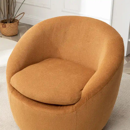 Boucle Swivel Barrel Accent Chair With 360 Degree Rotation